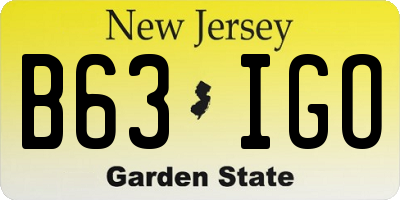 NJ license plate B63IGO