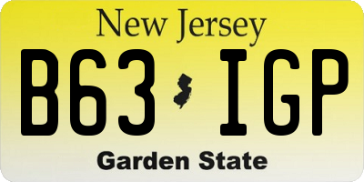 NJ license plate B63IGP