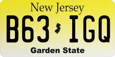 NJ license plate B63IGQ