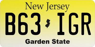 NJ license plate B63IGR