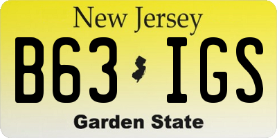 NJ license plate B63IGS