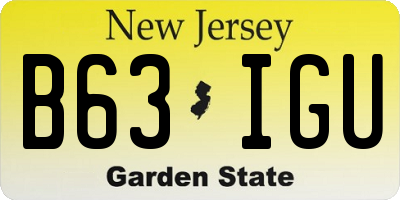 NJ license plate B63IGU