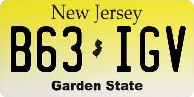 NJ license plate B63IGV