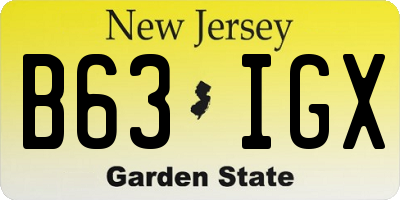 NJ license plate B63IGX