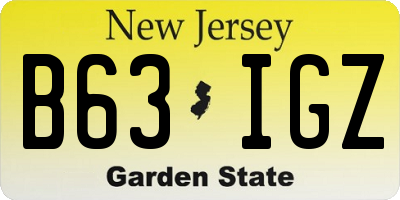 NJ license plate B63IGZ