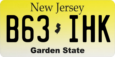 NJ license plate B63IHK