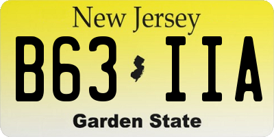 NJ license plate B63IIA