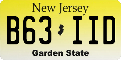 NJ license plate B63IID