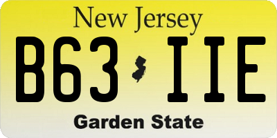 NJ license plate B63IIE