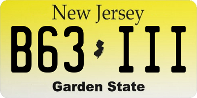 NJ license plate B63III