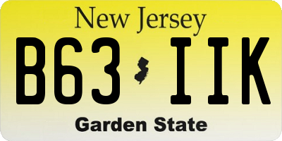 NJ license plate B63IIK