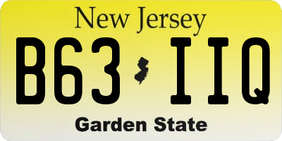 NJ license plate B63IIQ