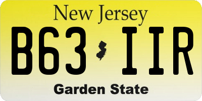 NJ license plate B63IIR