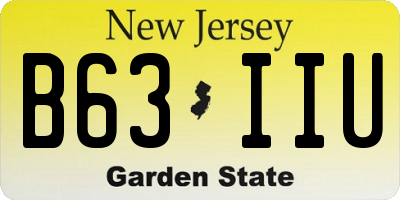 NJ license plate B63IIU