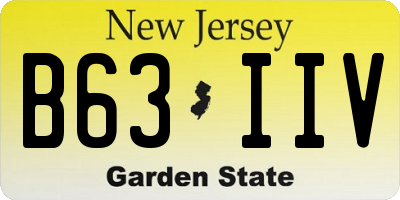 NJ license plate B63IIV
