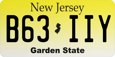 NJ license plate B63IIY