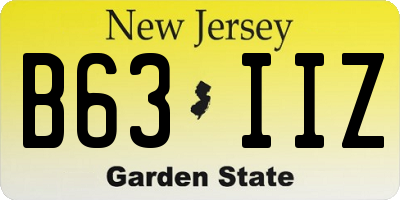 NJ license plate B63IIZ