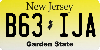 NJ license plate B63IJA