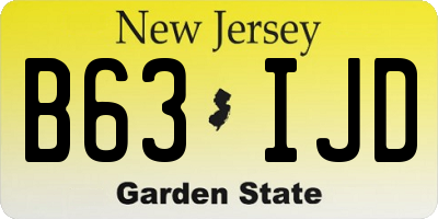 NJ license plate B63IJD
