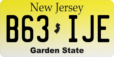 NJ license plate B63IJE