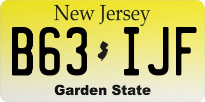 NJ license plate B63IJF