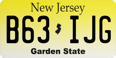 NJ license plate B63IJG