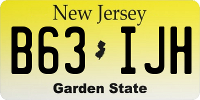 NJ license plate B63IJH