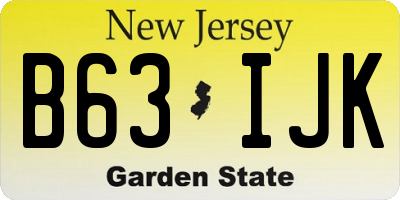 NJ license plate B63IJK