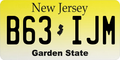NJ license plate B63IJM