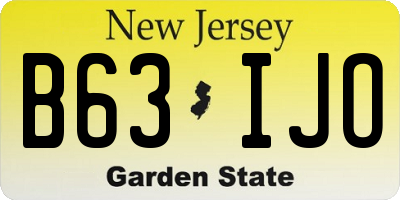 NJ license plate B63IJO