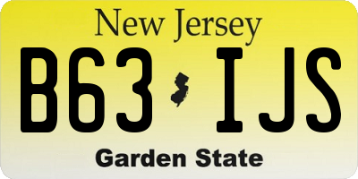 NJ license plate B63IJS
