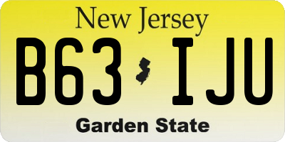 NJ license plate B63IJU