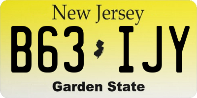 NJ license plate B63IJY