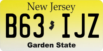 NJ license plate B63IJZ