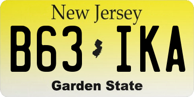 NJ license plate B63IKA
