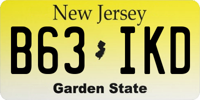 NJ license plate B63IKD