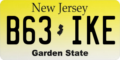 NJ license plate B63IKE