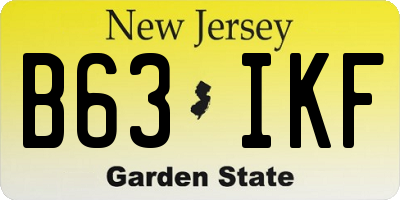 NJ license plate B63IKF