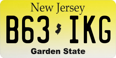 NJ license plate B63IKG
