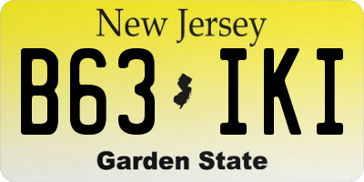 NJ license plate B63IKI