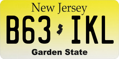 NJ license plate B63IKL