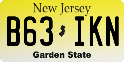 NJ license plate B63IKN