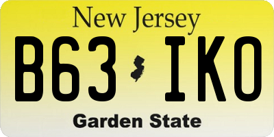 NJ license plate B63IKO