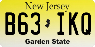 NJ license plate B63IKQ