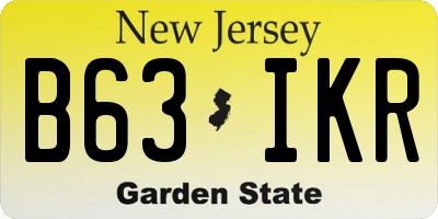 NJ license plate B63IKR