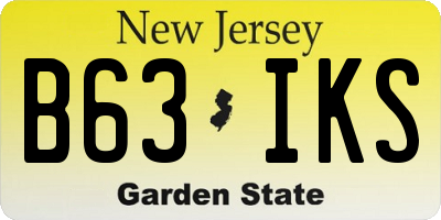 NJ license plate B63IKS