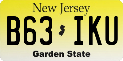 NJ license plate B63IKU