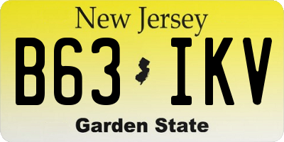 NJ license plate B63IKV