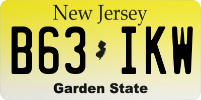 NJ license plate B63IKW