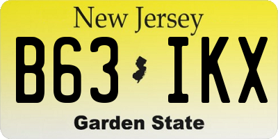 NJ license plate B63IKX